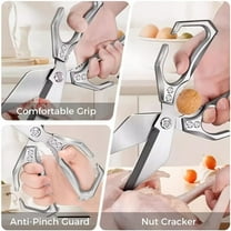 Multifunctional Heavy-Duty Kitchen Shears, Stainless Steel Dishwasher Safe, Ergonomic Handle for Cutting Poultry, Chicken, Turkey, Bones, Meat, and Seafood