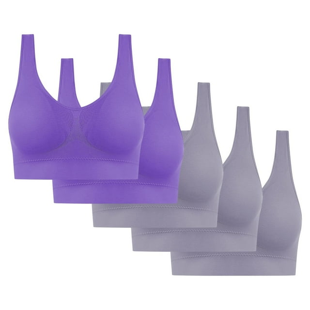 5PC Women's High Impact Sports Bra - Seamless Wireless Support | Comfortable Workout Bralette with Pad Insert Slots