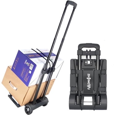 Folding Hand Truck Trolley Dolly, Folding Cart Small Trolley Dolly with Wheels, Lightweight Utility Dolly Expandable Baseplate Small Backpack Portable Luggage Cart for Airport Travel