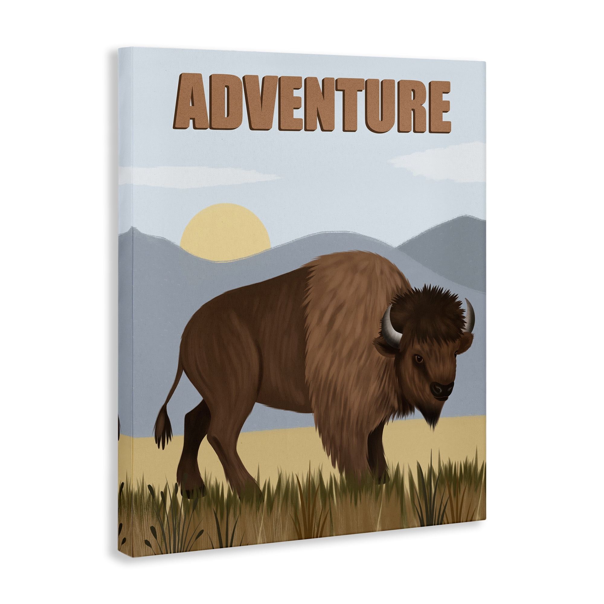 Stupell Industries Adventure Nature & Bison Animals Painting Wrapped Canvas Art Print Wall Art, 24 x 30