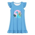 thumbnail image 1 of Robe de Fille avec Dessin Animé, Manches Volantées, Col Rond, Tenue de Fête d'Anniversaire, Bleu, 5-6 Ans, 1 of 2