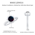 thumbnail image 5 of Rosec Jewels Black Opal Flower Engagement Ring - 1.6 Carat - Bezel Set Opal Ring for Women - AAA Grade Certified - with Jewelry Box, 14K White Gold, US 10.50, 5 of 9