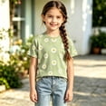 thumbnail image 2 of Jamsmile Toddler Girls Tshirts Summer Short Sleeve Daisy Print Tees Tops Kids Girls T Shirts Blend Stitching Casual Tops Kids, 2 of 3