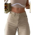 thumbnail image 4 of Faithtur Women Wide Leg Flare Jeans, High Waist Solid Color Loose Denim Pants, 4 of 5