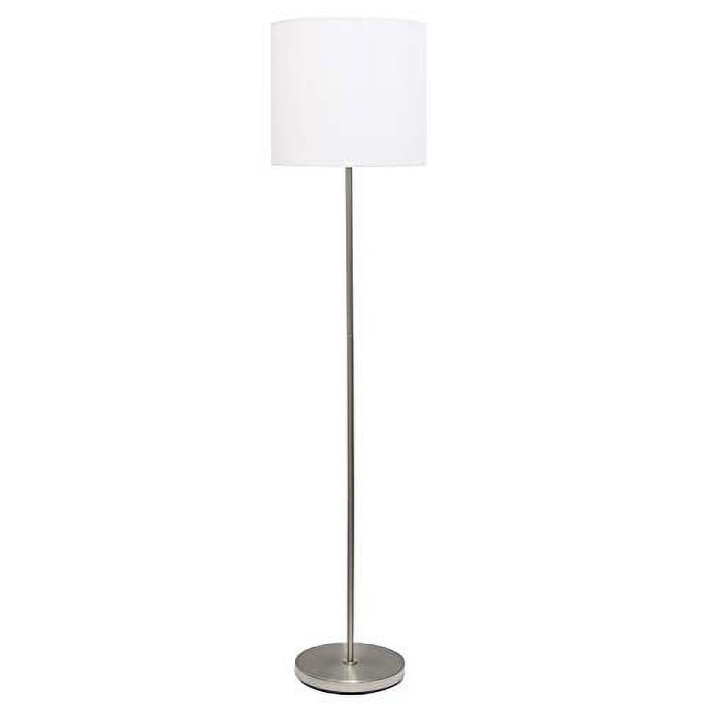Simple Designs Brushed Nickel Drum Shade Floor Lamp, White - image 3 of 9