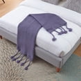 thumbnail image 3 of Tianna Purple Acrylic 50x60 Inches Wool-like Tassels Knit Throw Blanket, 3 of 7