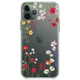 thumbnail image 1 of DistinctInk Clear Shockproof Hybrid Case for iPhone 12 / 12 PRO (6.1" Screen) - TPU Bumper Acrylic Back Tempered Glass Screen Protector - Wildflowers Border Blue Pink Purple, 1 of 2