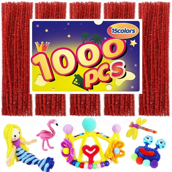 Pipe Cleaners Red Glitter 1000 Count Craft Supplies Art & Crafts Stems
