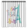 thumbnail image 1 of Cortina de Ducha ABPHQTO Text Tower Eiffel Poliéster Impermeable 160x180 cm, 1 of 1
