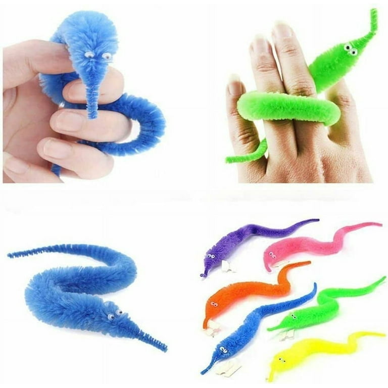 30 Pcs Magic Twisty Worm Wiggly Twisty Fuzzy Worms on a String Magic Worm  Toys for Party Supplies 