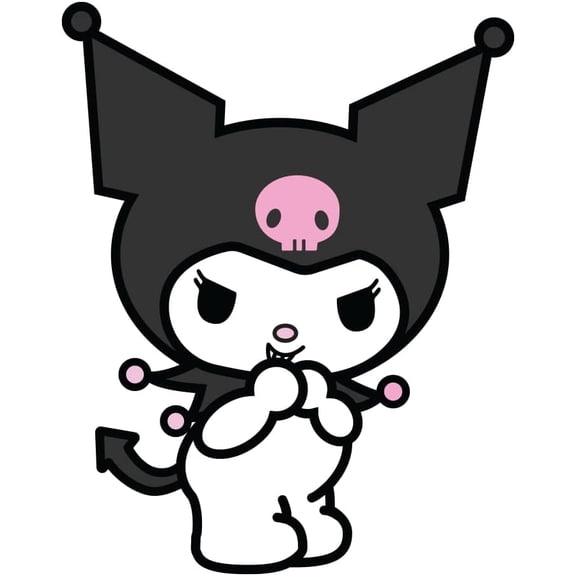 Cute Kuromi Giggling Vinyl Sticker – Kawaii Hello Kitty and Friends Peel and Stick Graphic Decal for Teen Girls, Laptop, Scrapbooks, DIY Crafts, Notebooks, and Gifts (6.87" x 4.81")