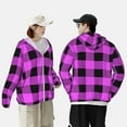 thumbnail image 4 of Kdxio Purple Black Buffalo Plaid Print Women Men Sun Protection UPF 50+ Jackets Zip Up Long Sleeve Hoodie Hiking Lightweight with Pockets, 4 of 7