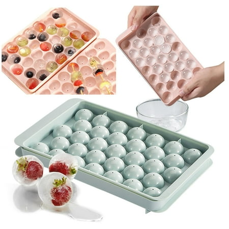 

〖Jisuan〗Kitchen Convenience Tools Silicone Tray Maker Ball Grids Ice Round With Cover 33 Ice Creative Ice Cube