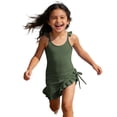 thumbnail image 2 of gcong Girl Swimsuit One Piece Girls Solid Color Bathing Suit Adjustable Strap Ruffle Swimwear with Cover Up, 2 of 7