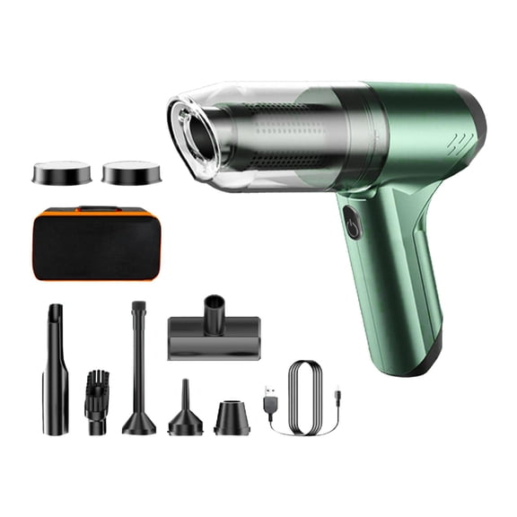 Cordless Handheld Vacuum for Car, Home Lightweight 12000PA Suction Portable green with bag