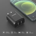 thumbnail image 5 of 12W/2.4A Fast Charging Dual USB Port Home Travel Wall Charger for Moto G Stylus 5G (2022) - Black, 5 of 6