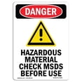 thumbnail image 1 of SignMission OS-DS-A-1218-V-1659 12 x 18 in. OSHA Danger Sign - Hazardous Material, 1 of 1
