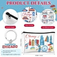 thumbnail image 2 of Set de 6 bolsas de cosméticos Landical Chicago para recuerdos de 22 x 15 cm y 6 llaveros, 2 of 7