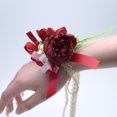 thumbnail image 3 of Peonía Dalia Novia Y Dama De Honor Flor De Simulación De Tela De Seda - Flor De Muñeca Color Ciruela, 3 of 11