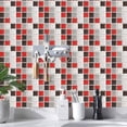 thumbnail image 3 of 24 Piezas Rectángulo Adhesivo Decorativo para Azulejos para Baño y Cocina Pegatinas de Azulejos, Patrón de Mármol Mosaico Adhesivo Impermeable Decoración (Mosaico Rojo,, 3 of 5