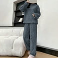 thumbnail image 2 of Soft Plush Pajama Set for Women Warm Winter Sleepwear Loose Fit Comfortable Lounge Set, 2 of 6