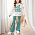 thumbnail image 2 of newwalpole Girl's 2 Piece Outfits Long Sleeve T Shirt and Flare Pants Set Cute Fall Clothes Green for Size 7-8 Years, 2 of 4