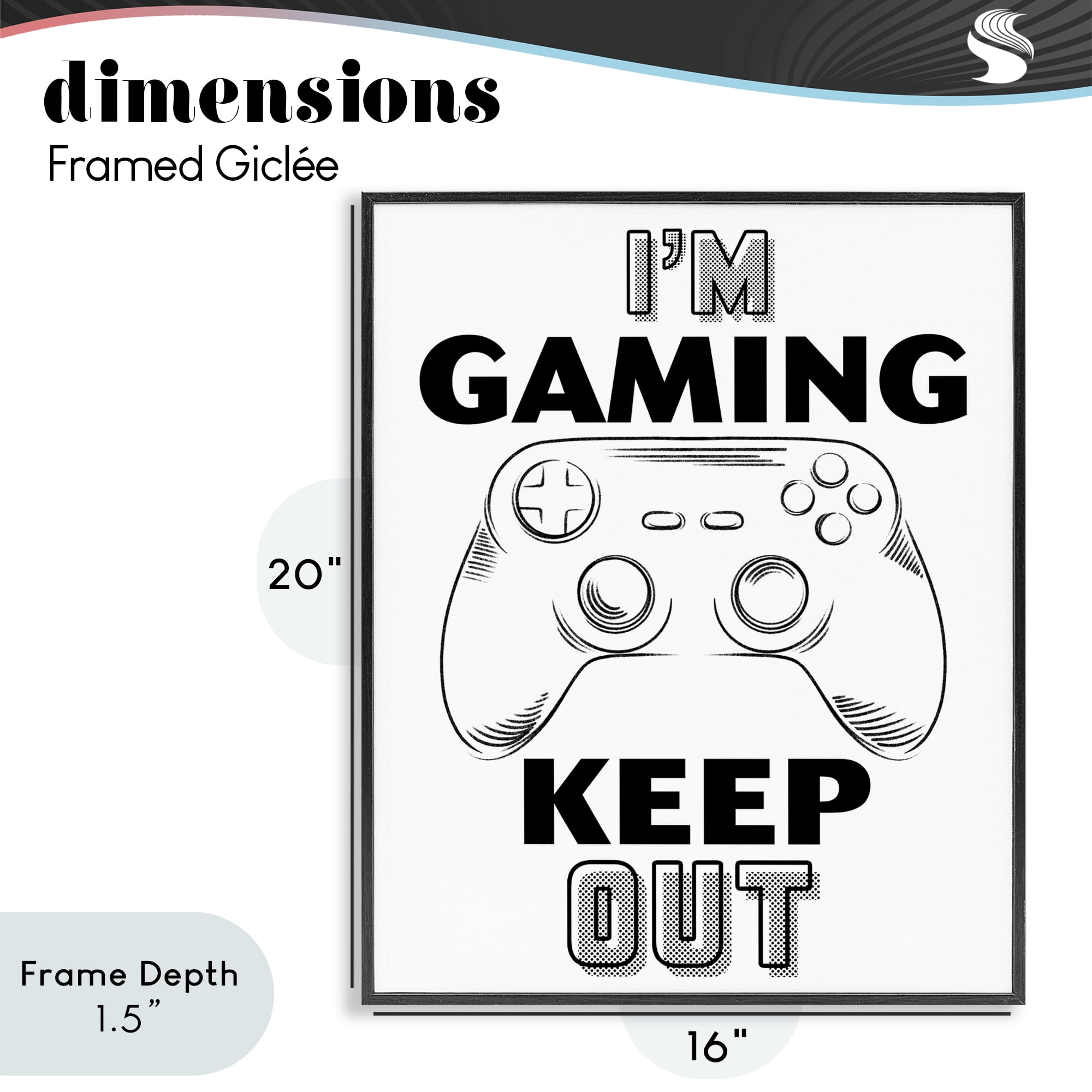 Stupell Industries Gaming Keep Out Black Framed Giclee Art, design by Marcus Prime