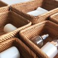 thumbnail image 1 of serony Hand-woven Rattan Basket Fruit Snack Cosmetic Rectangular Shape Storage Box Table Case Kitchen Living Room Organizer M/25*17*8CM, 1 of 9