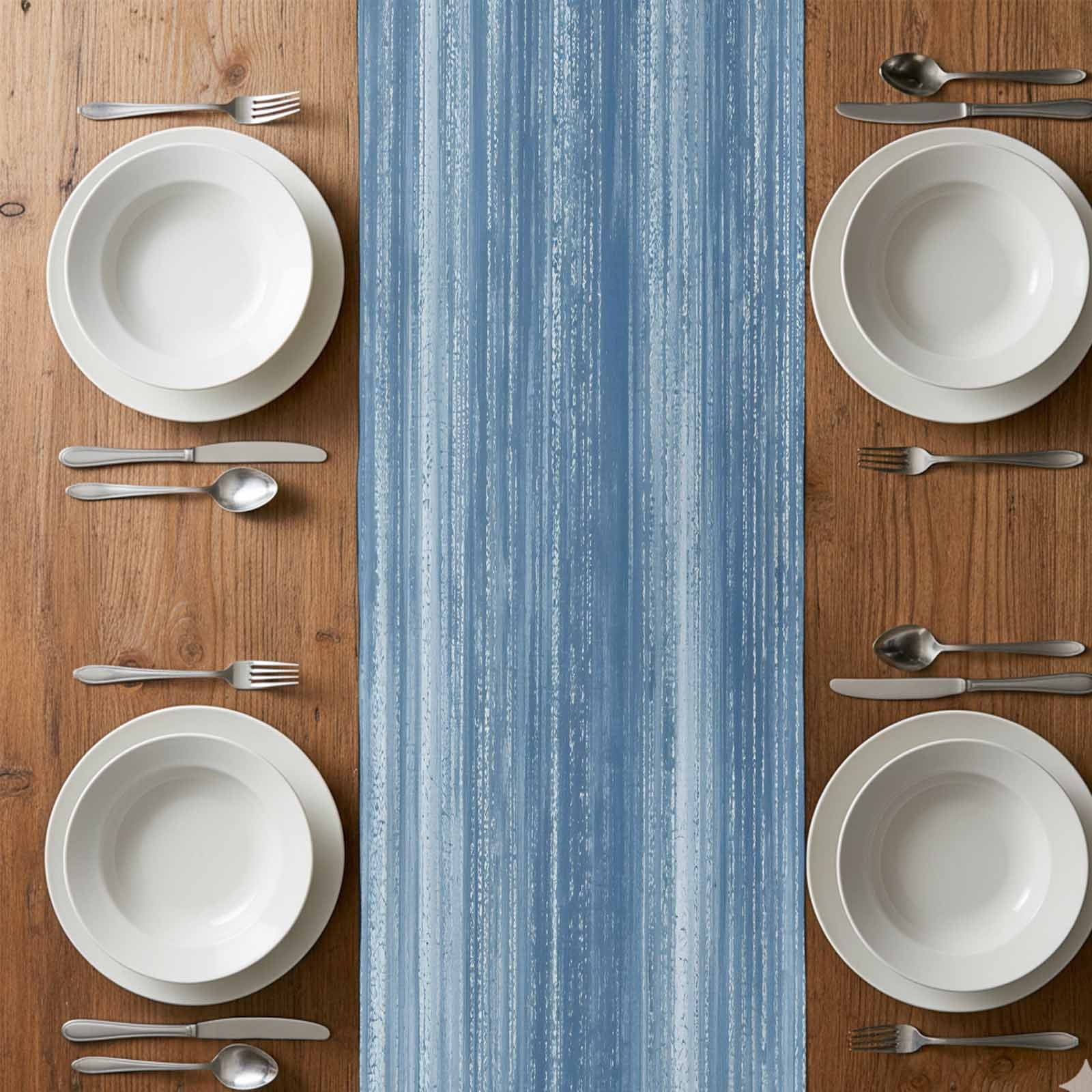 Table Runner 70 Inches Long for Kitchen Dining, Blue Dresser Scarf Farmhouse, Dining Table Decorations for Wedding/Parties, Vintage Modern Abstract Art Ombre 13 x 70 In