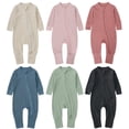 thumbnail image 2 of WOLLED 0-24M Infant Baby Bodysuits Bamboo Fiber Boy Girl Onesies Clothes Newborn Zipper Footies Jumpsuit Solid Long-Sleeve Baby Clothing, 2 of 9