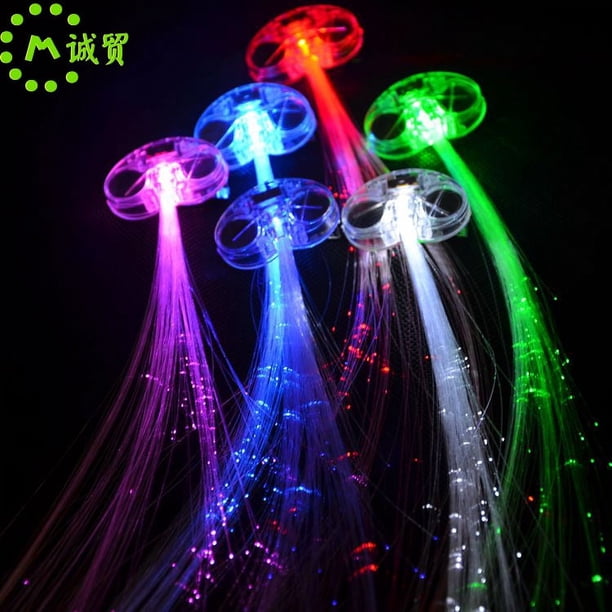 Peluca de fibra trenzada con flash luminoso LED que brilla en la oscuridad, accesorios para el cabello para recuerdos de fiesta de Navidad, Bar, suministros para fiesta de Halloween, novedad de 2023