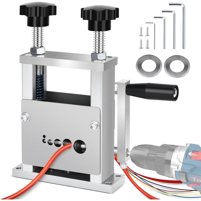 Pelacables manual de 0,06''-0,8'', con 6 pistas y 5 cuchillas de carburo, ideal para taladros y cables de desecho.