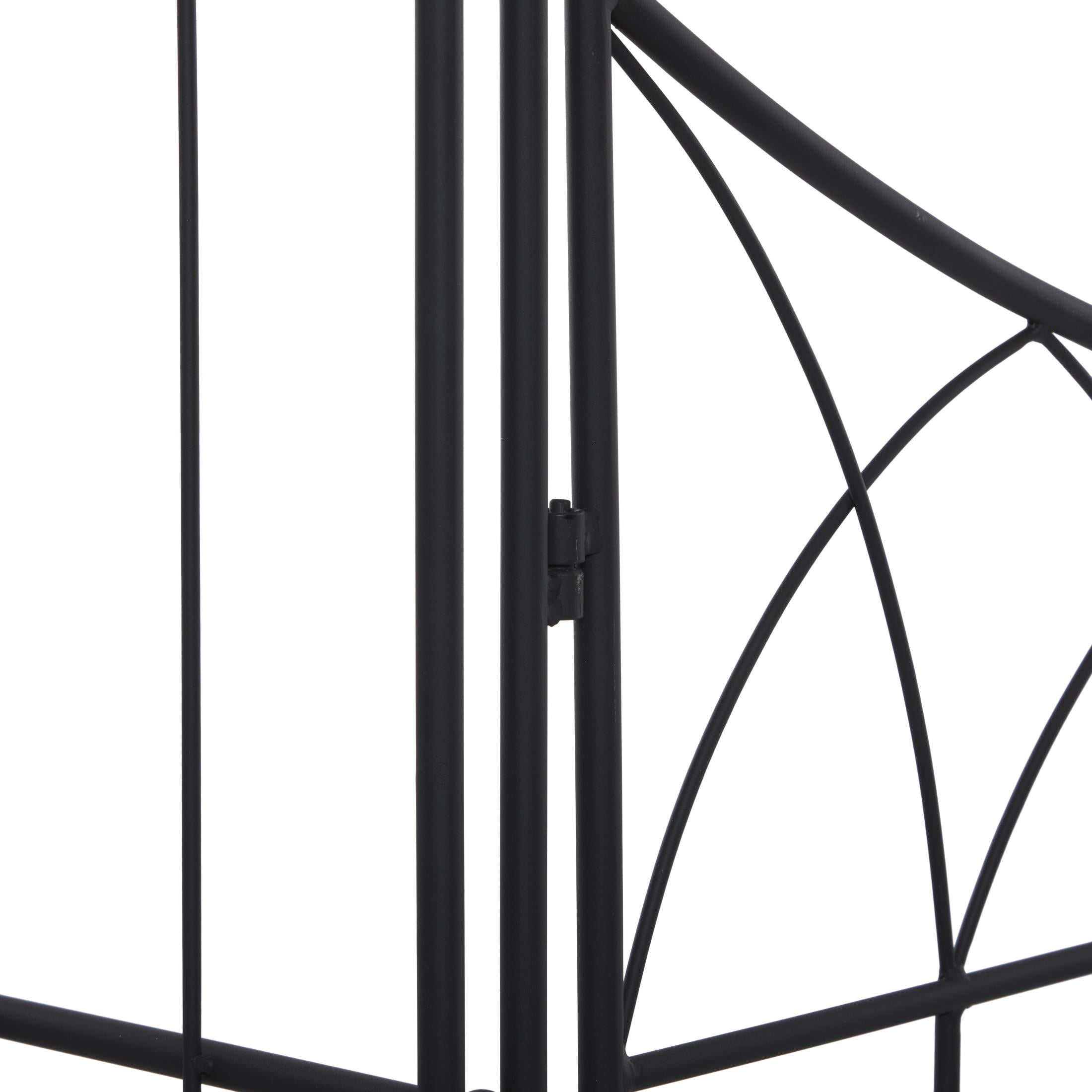 DecMode 86" Indoor Outdoor Arched Gate Black Metal Garden Arbor with Lattice Work Sides