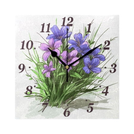 7.78in Wildflowers Square Wall and Table Clock Dual Use Vintage Design in Black or Gold