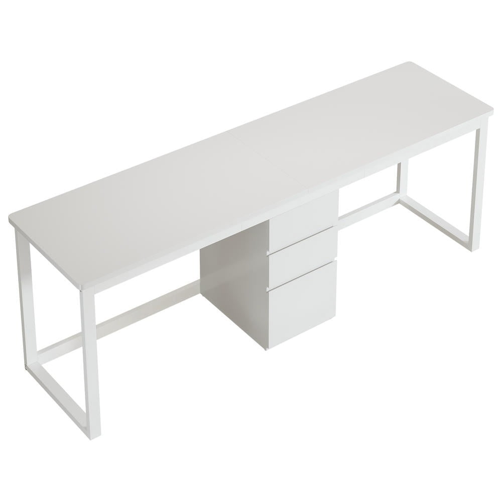 GVN 78.7" 2 Person Executive Computer Desk with 3 Drawers and Storage, Extra Long Double Home Office Desk for Home Office, Living Room, White