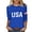 v#322Blue524, variant on Rggeeun Women'S T-Shirts Solid Color U.S.A. Letter Print Crew Neck 3/4 Sleeve With Us National Flag Graphic For 4Th Of July Summer Celebration Casual Look Tee,Black,L