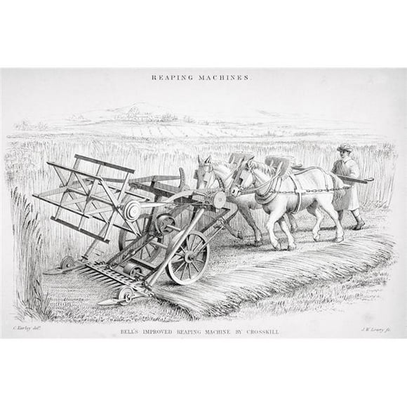 Posterazzi DPI1861666LARGE Bells Improved Reaping Machine by Crosskill Designed by Patrick Bell Built by Crosskill From Circa 1850 Engraved by Jw Poster Print, 34 x 22