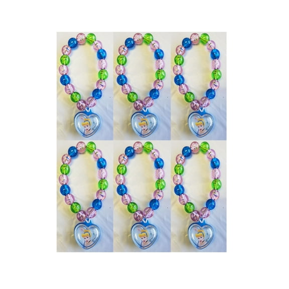 Disney Princess Cinderella Beaded Charm Bracelets / Favors (6ct)