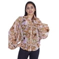 thumbnail image 2 of Moomaya Printed WoMen's Button Down Shirt Mandarin Collar Full Sleeve Summer Top, 2 of 8