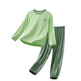 thumbnail image 5 of Mgmyaa Unisex Children Pajama Outfit Set Crew Neck Long Sleeve Pullover Straight-Leg Pants Solid Loungewear 2-Piece Outfit for Boys Girls 2-15 Years, 5 of 7
