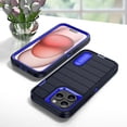 thumbnail image 6 of SaniMore for iPhone 15 Pro Hybird Case, [Tempered Glass Screen Protector] Rugged PC Back Shockproof TPU Shell Hidden Kickstand Drop Resistant Anti-slip Heavy Duty Protective Cover, E-Darkvblue, 6 of 9