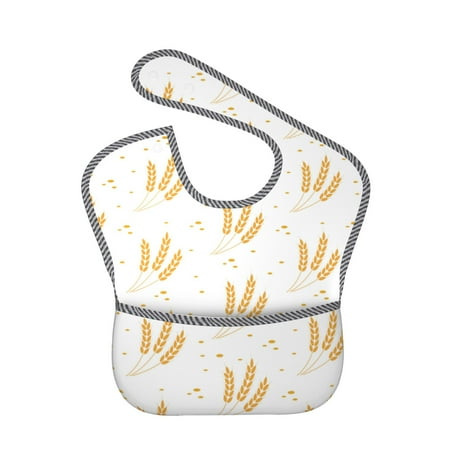 

Bingfone Mess-Proof Baby Bib - Waterproof Bib for Baby Boy or Girl with Food Catcher Pocket Unisex-Wheat