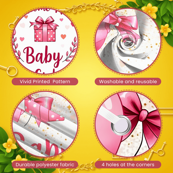 Decorative Design Welcome Home Baby Girl Pink Balloons Glitter Background for Baby Shower Welcome Party Newborn Celebration