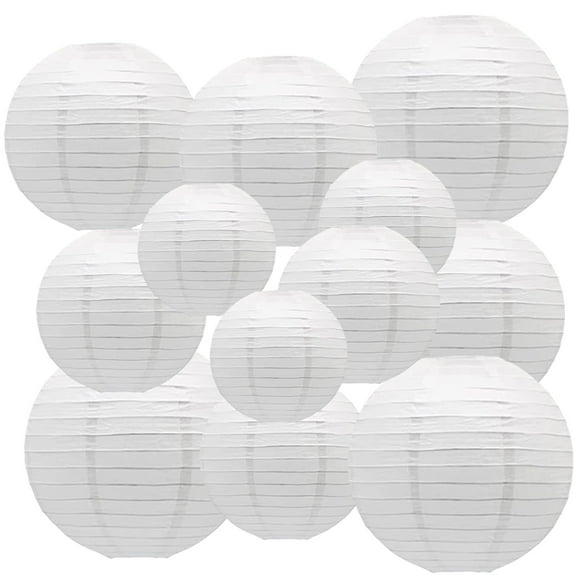 Faroles de papel Xiksxitn con portavelas blancos de 4 a 10 pulgadas, 12 unidades