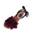 thumbnail image 2 of Sandals Women Women's Fashionable Casual Summer Flower Decoration Pearl Bowknot Open-Toe Round Head Flat Sandals Wine 37, 2 of 9