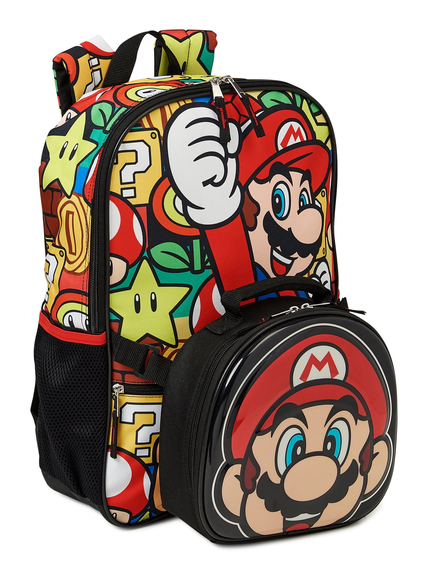 Nintendo Super Mario Boys Ready Set Go 17' Backpack with Lunch Bag 2-Piece Set