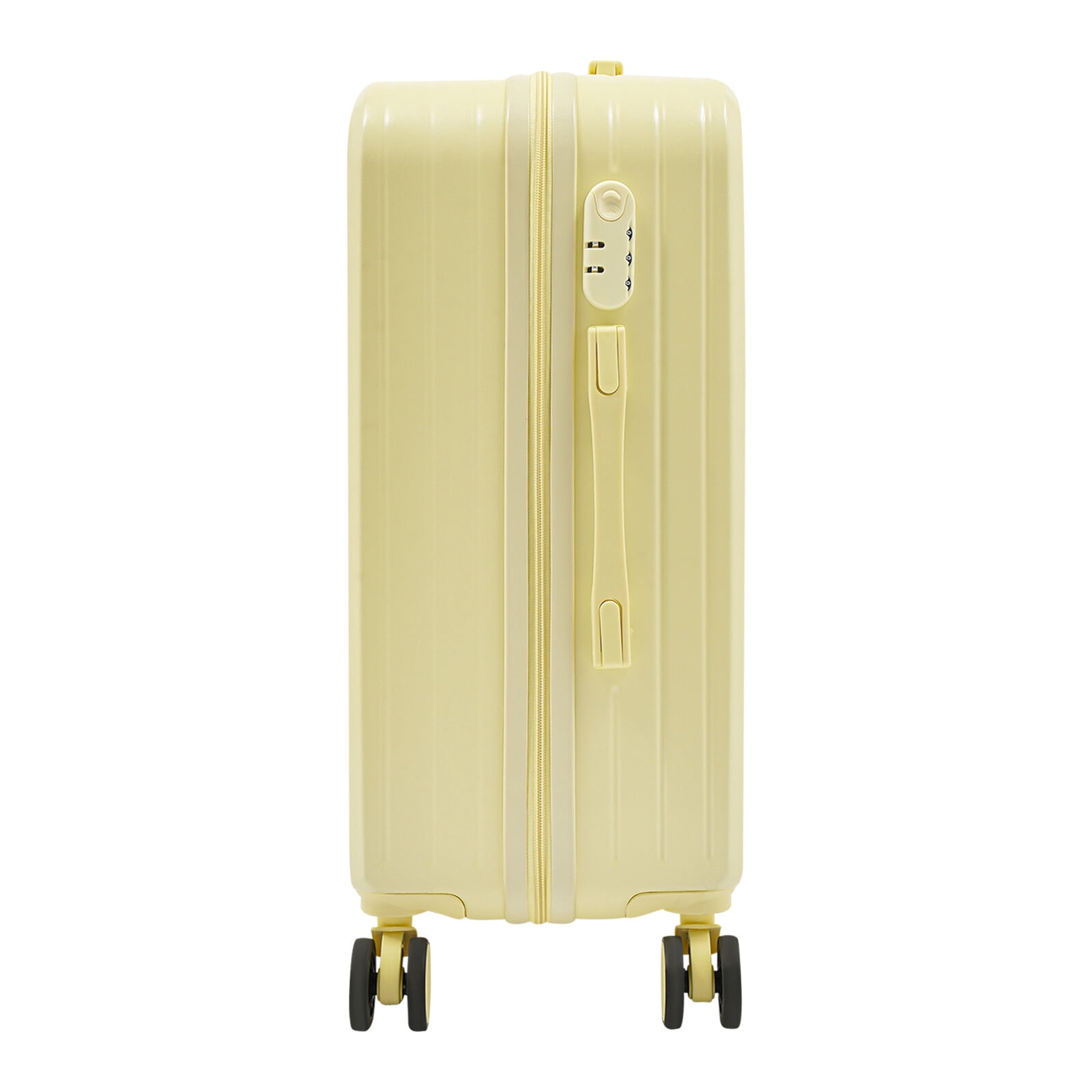 Light Yellow 24 inch Carry On Luggage, Checked Luggage with Cup Holder & Spinner Wheels Carry On Suitcase Airline Approved with USB Interface Lightweight Travel Luggage Suitcase