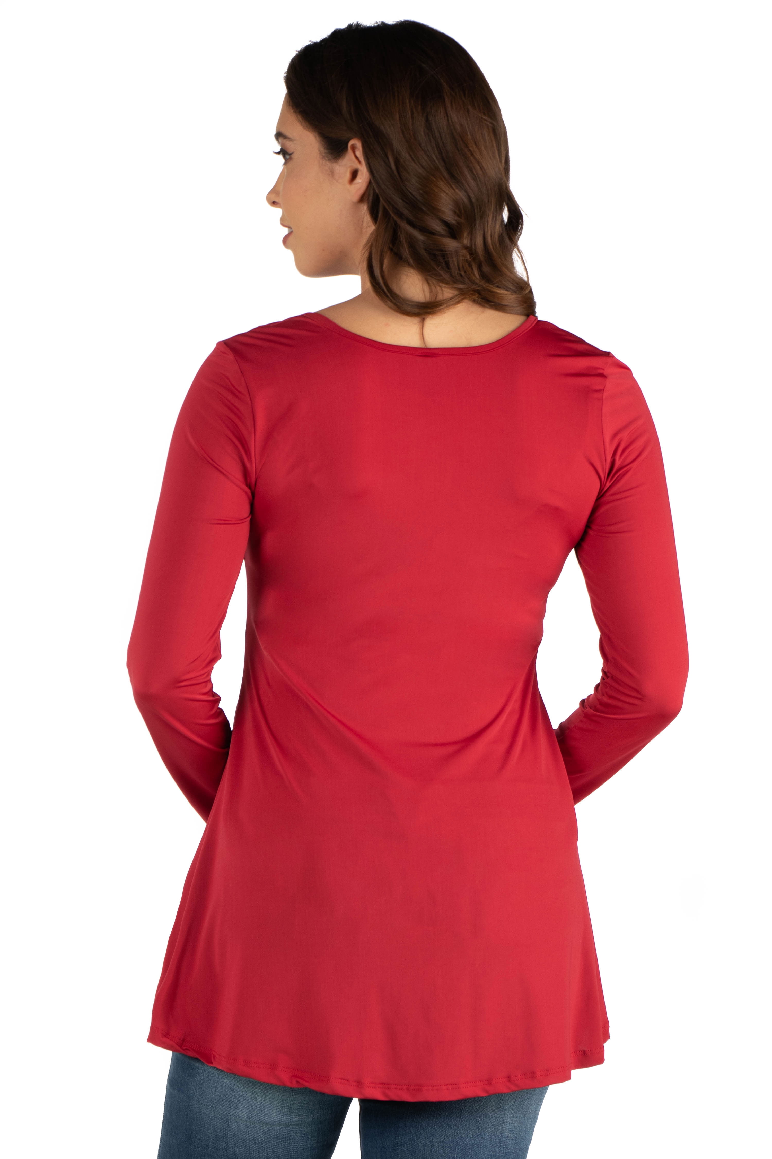 24seven Comfort Apparel Flared Long Sleeve Henley Maternity Top