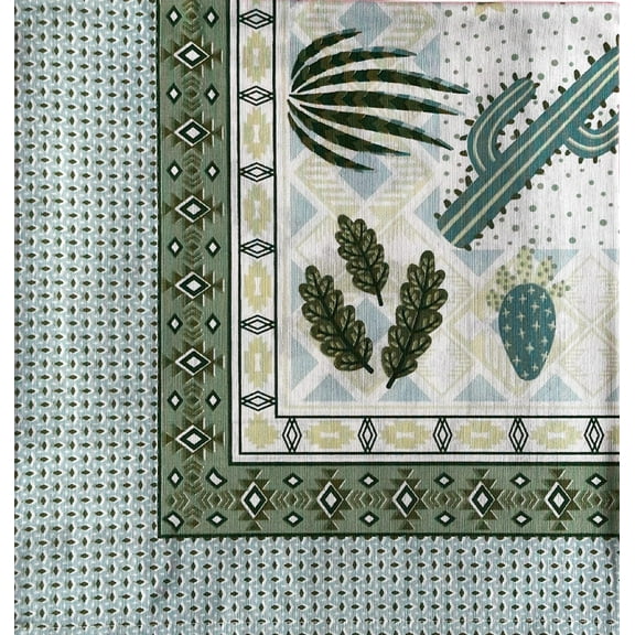 Table topper with tropical print in shades of green color. Size 40 inch Square