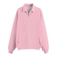 thumbnail image 7 of ManxiVoo Women's Oversized Lapel Zip Front Hoodie Raglan Sleeve Loose Casual Pullover Sweatshirt XXXL Size Pink, 7 of 7